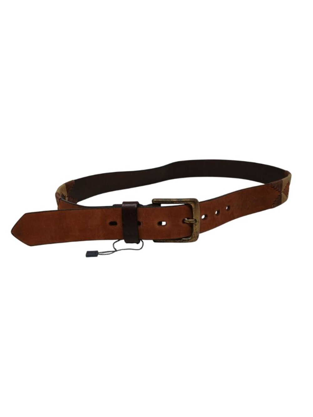 Gaucho Brown Leather Belt 100 cm 38-40 Embroidered Western Tribal w/Buckle #D35G - Picture 8 of 9